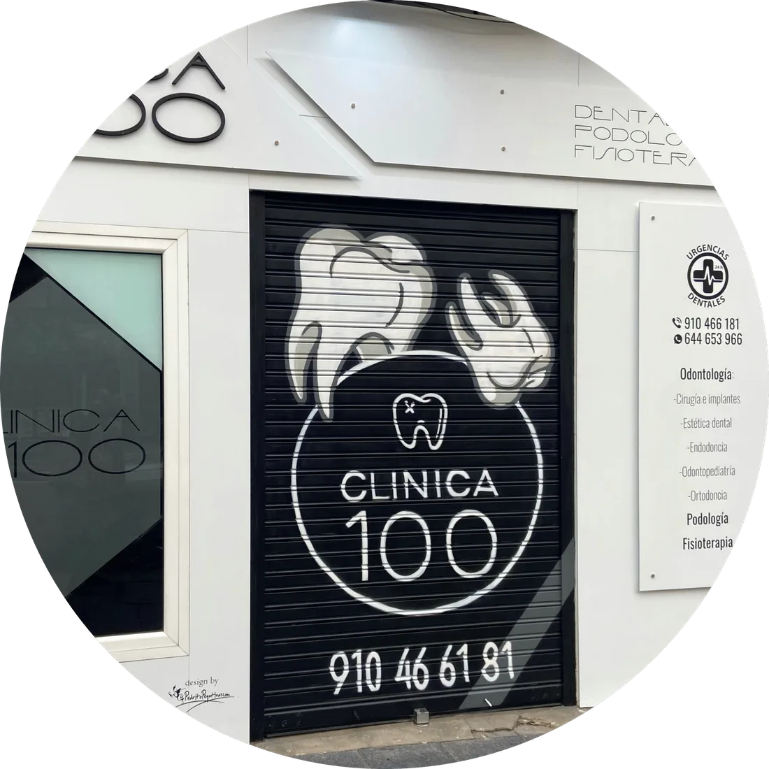 Fachada de Clínica 100 en Paseo de Extremadura, 100